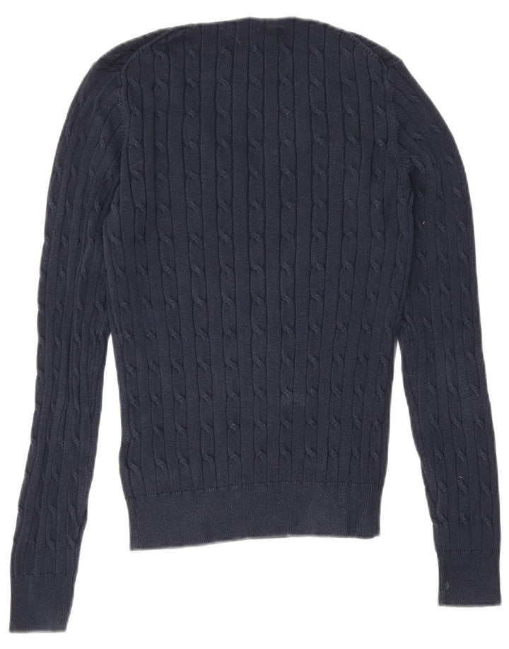 Gant Herren-Pullover mit V-Ausschnitt, Größe S, marineblaue Baumwolle