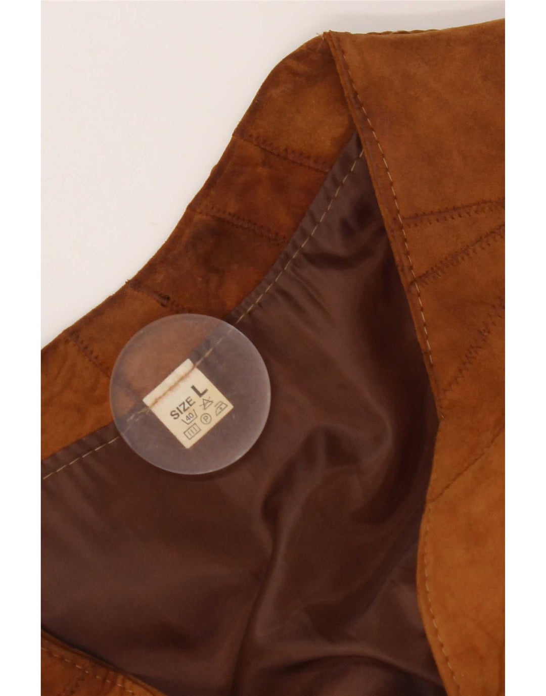 Vintage Herren Wildlederweste, großes braunes Patchwork-Leder
