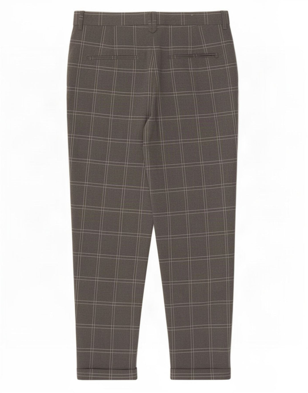 Schmale, verkürzte Herrenhose von Zara, EU 38, Größe S, W30, L25, grau kariertes Polyester