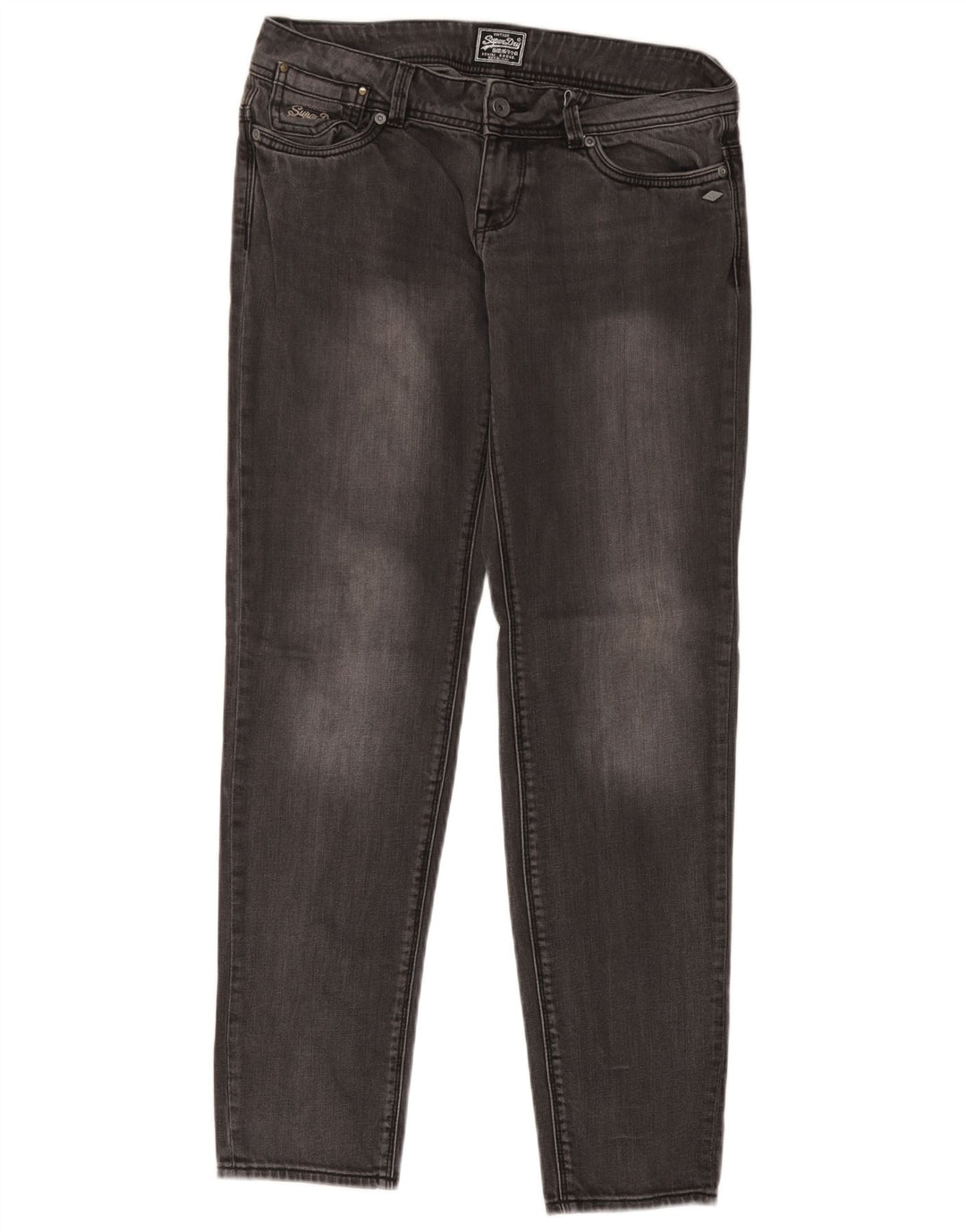 Superdry Damen Slim Jeans W29 L32 Graue Baumwolle