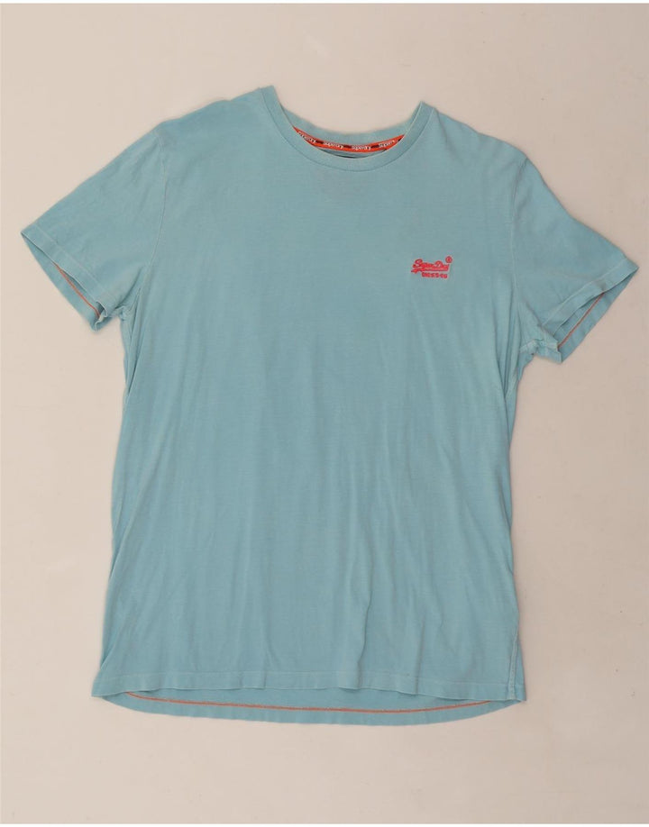 SUPERDRY Mens T-Shirt Top 2XL Blue Cotton