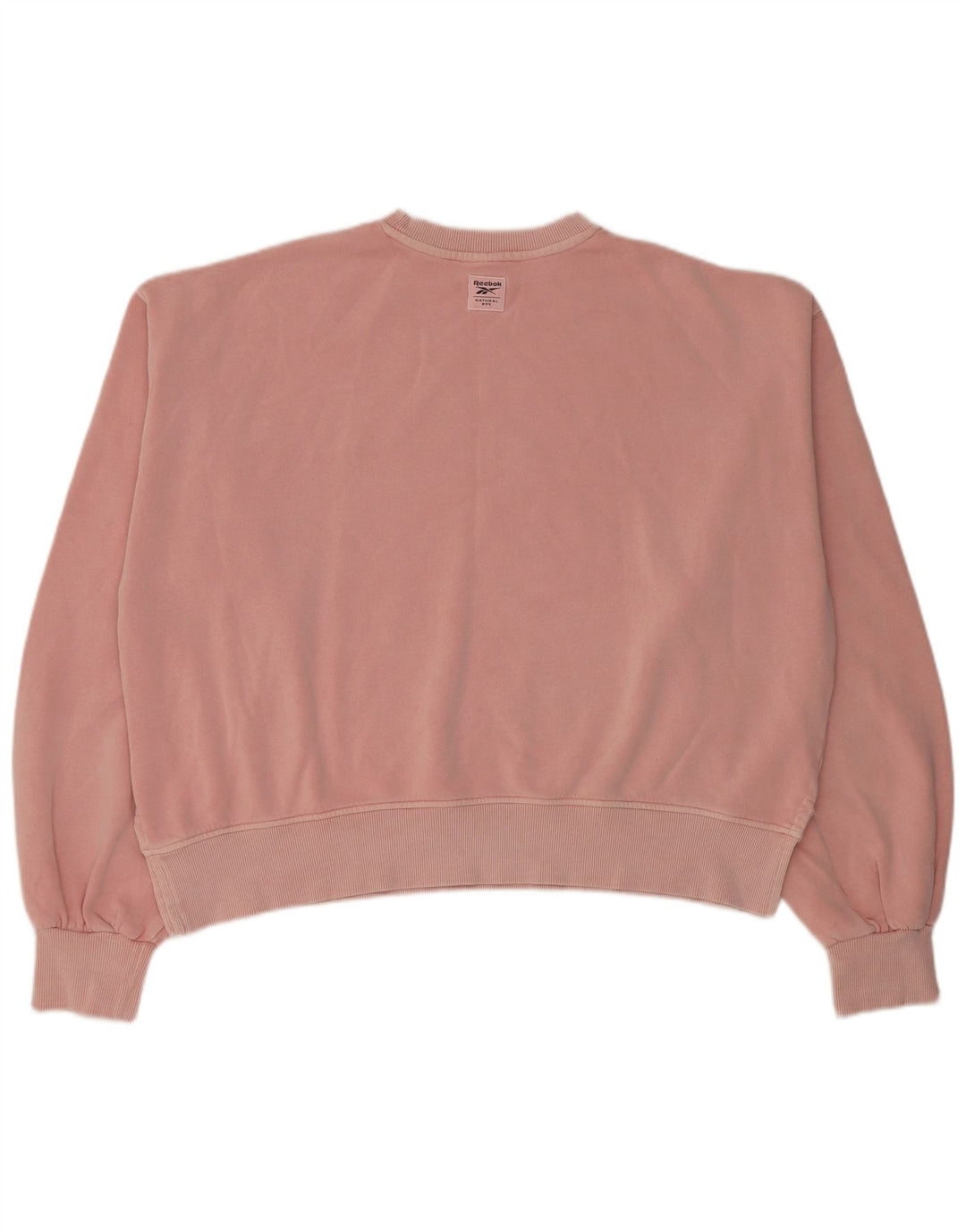 Reebok Damen Crop Oversized Sweatshirt Pullover UK 14 Mittelrosa Baumwolle