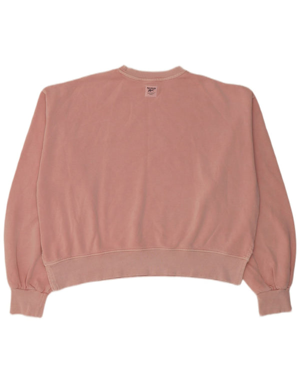 Reebok Damen Crop Oversized Sweatshirt Pullover UK 14 Mittelrosa Baumwolle