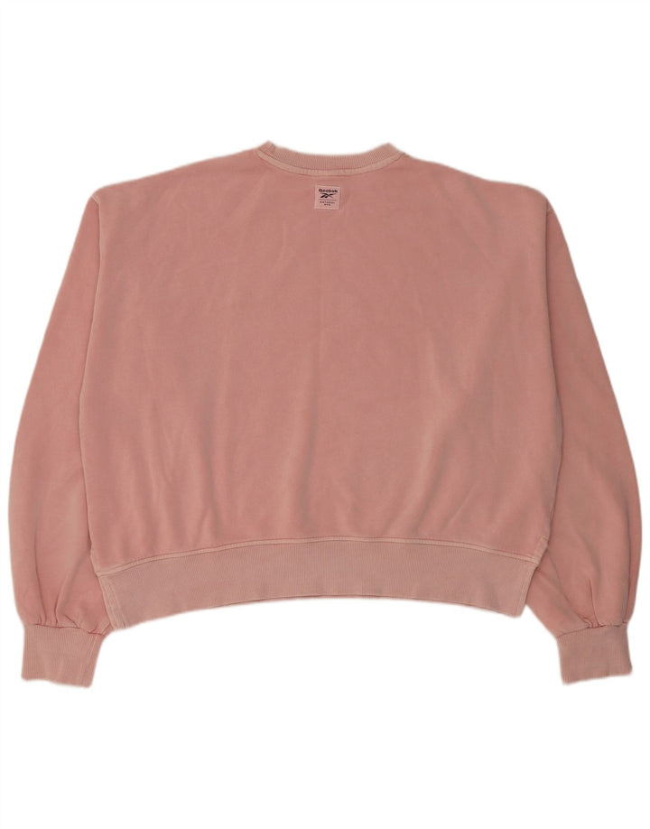 Reebok Damen Crop Oversized Sweatshirt Pullover UK 14 Mittelrosa Baumwolle