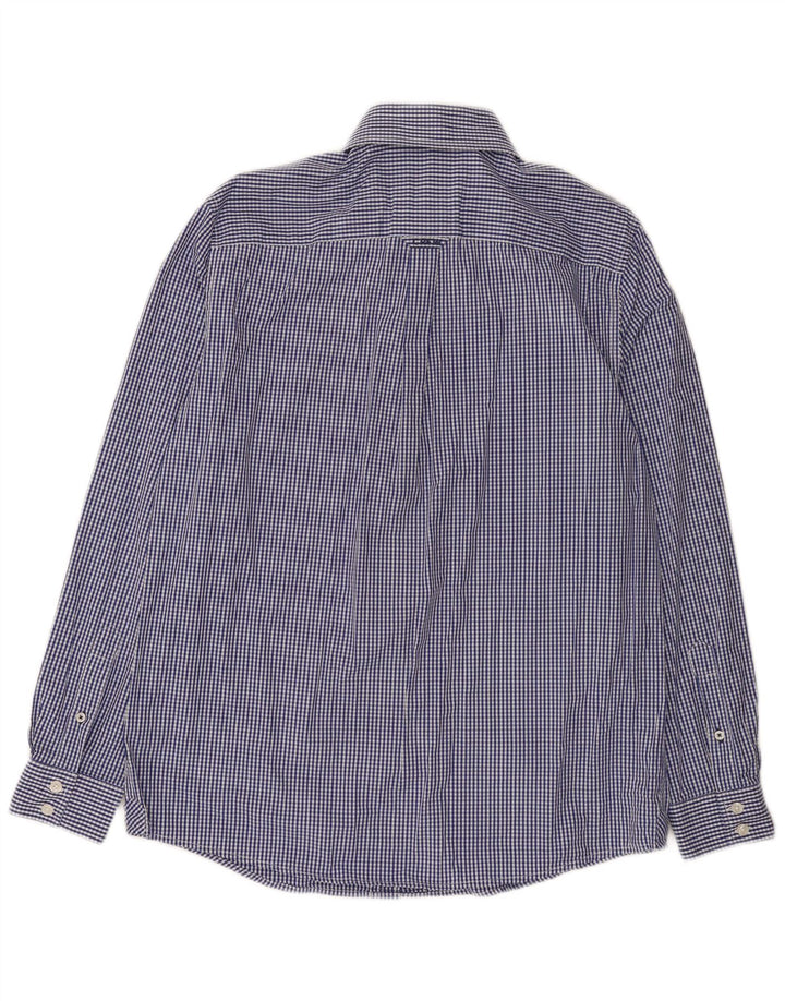 Crew Clothing Herren-Hemd mit klassischer Passform, mittelblau, Gingham-Baumwolle