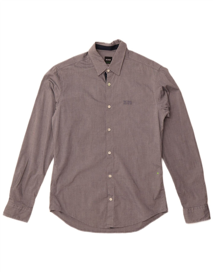 Hugo Boss Herren-Hemd mit normaler Passform, kleine graue Baumwolle