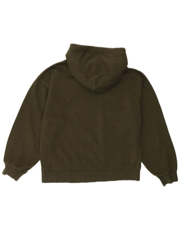 Zara Damen Übergroßer Kapuzenpullover UK 10 Small Khaki Baumwolle