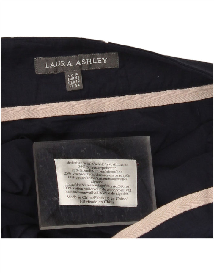 LAURA ASHLEY Damen A-Linienrock UK 16 Large W36 Marineblau mit Blumenmuster