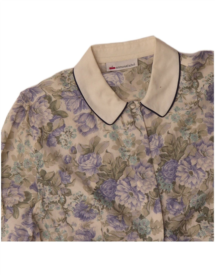 EMMANUEL SCHVILI Damen Hemdbluse UK 16 Large Beige Floral