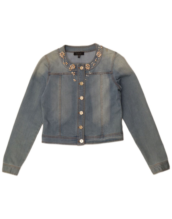 Simona Barbieri Twin-Set Crop Jeansjacke für Mädchen, 13–14 Jahre, blaue Baumwolle
