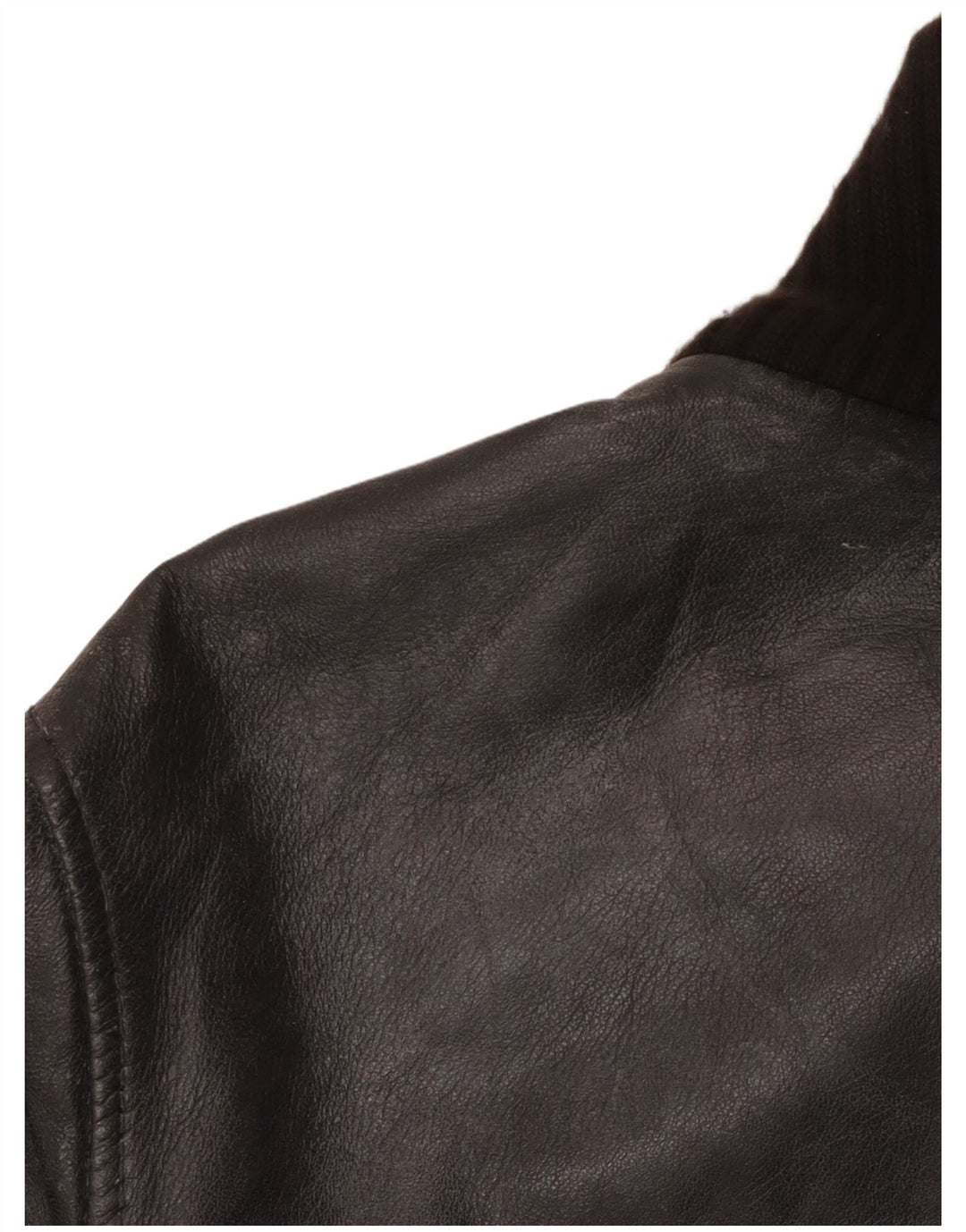 Vintage Damen Bomber Lederjacke IT 50 Großes schwarzes Leder