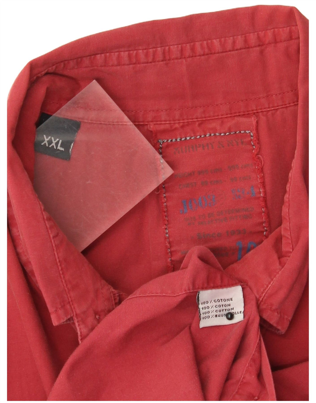 Murphy & Nye Herrenhemd 2XL, rote Baumwolle