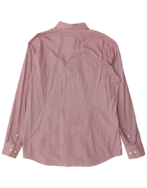 Hugo Boss Herren Slim Fit Hemd Größe 43 17 XL Rote Hahnentritt-Baumwolle