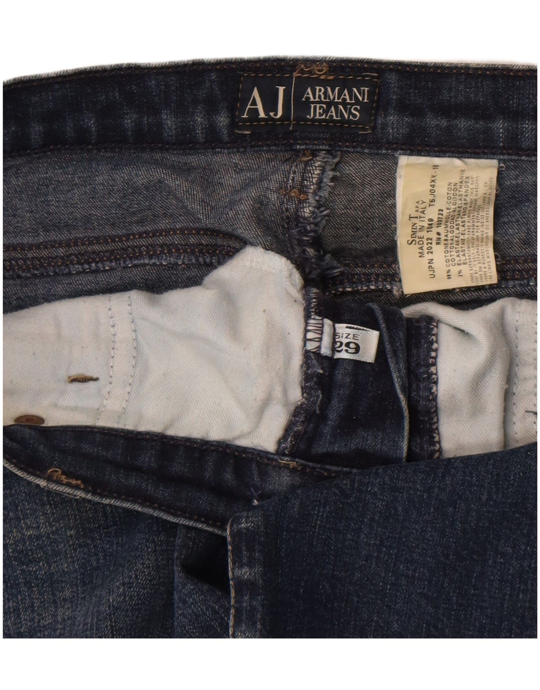 Armani Damen Straight Jeans W29 L29 Blaue Baumwolle