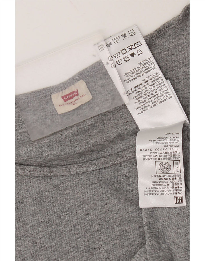 Levi's Damen Crop T-Shirt Top XL Grau gefleckte Baumwolle