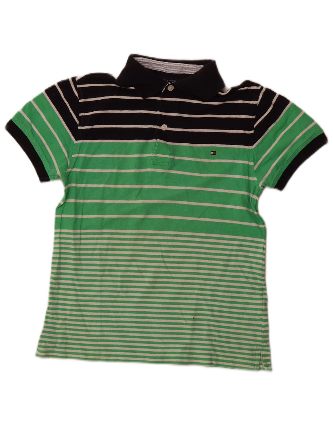 TOMMY HILFIGER Mädchen-Poloshirt, 11–12 Jahre, grüne Colourblock-Baumwolle