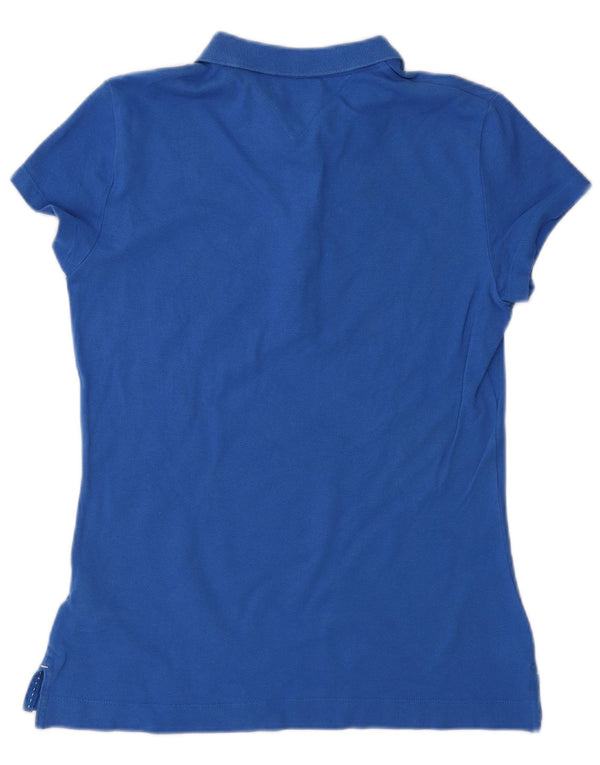 TOMMY HILFIGER Damen Slim Fit Poloshirt UK 12 Mittelblaue Baumwolle