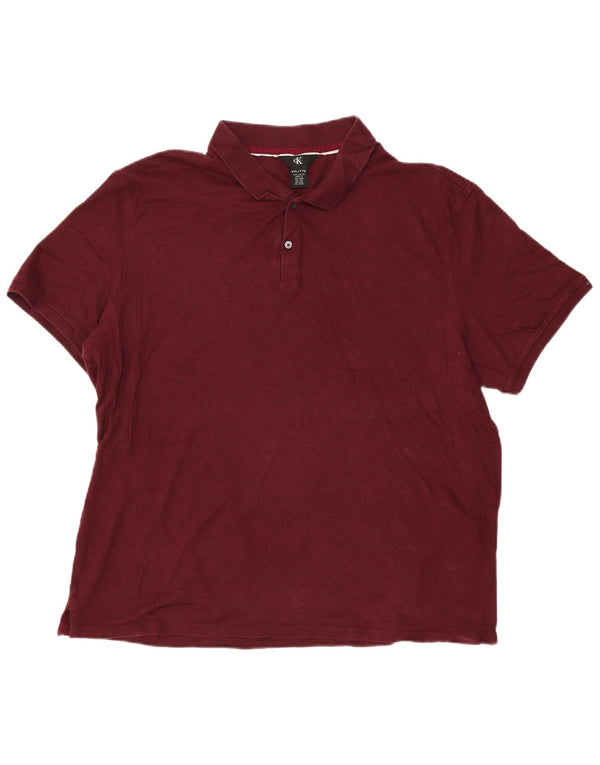 Calvin Klein Herren Poloshirt 2XL Burgund Baumwolle