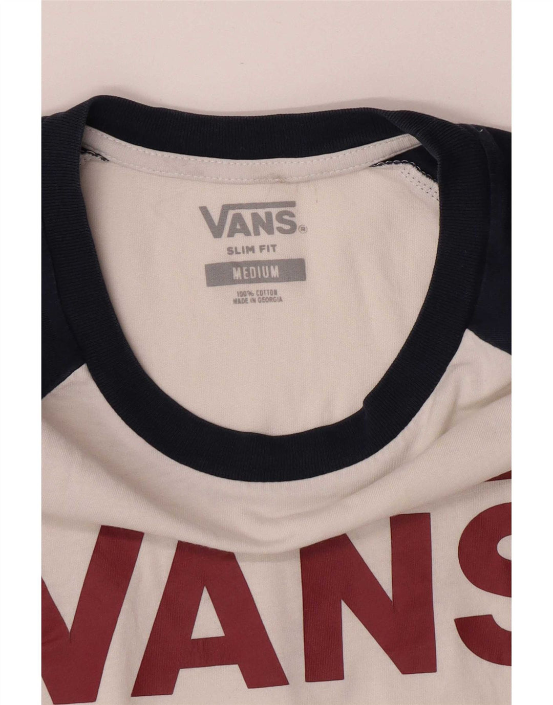 Vans Slim-Fit-Oberteil für Herren, 3/4-Ärmel, mittelweiße Colourblock-Baumwolle