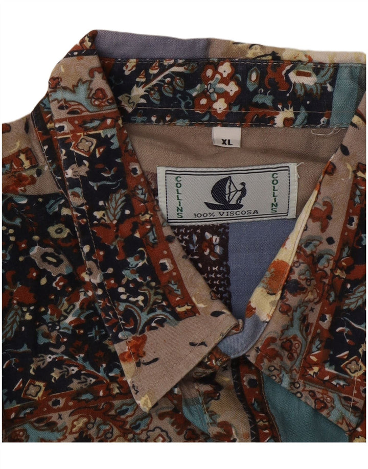 Collins Herrenhemd XL Mehrfarbig Patchwork Viskose