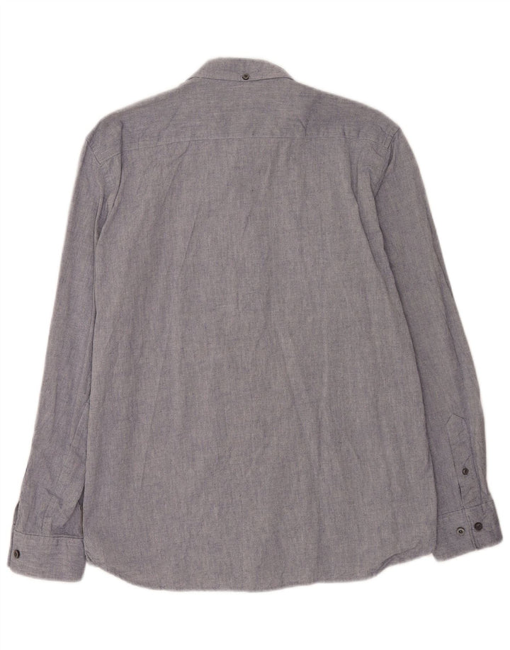 French Connection Herren-Hemd, groß, aus blauer Baumwolle