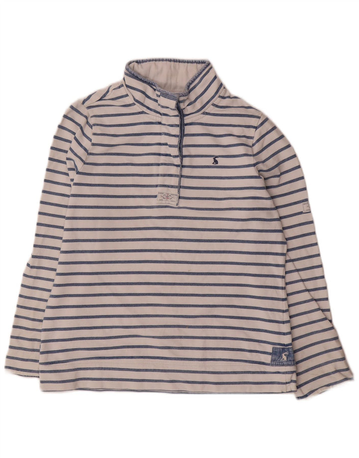 Joules Damen-Sweatshirt mit Knopfkragen, UK 12, Mittelblau gestreift