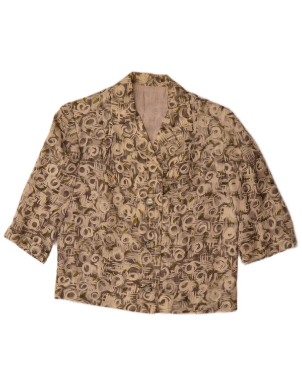 Vintage Damen-Set mit abstraktem Muster, 3/4-Ärmel, 2-teiliges Set, UK 12, Mittelgrau