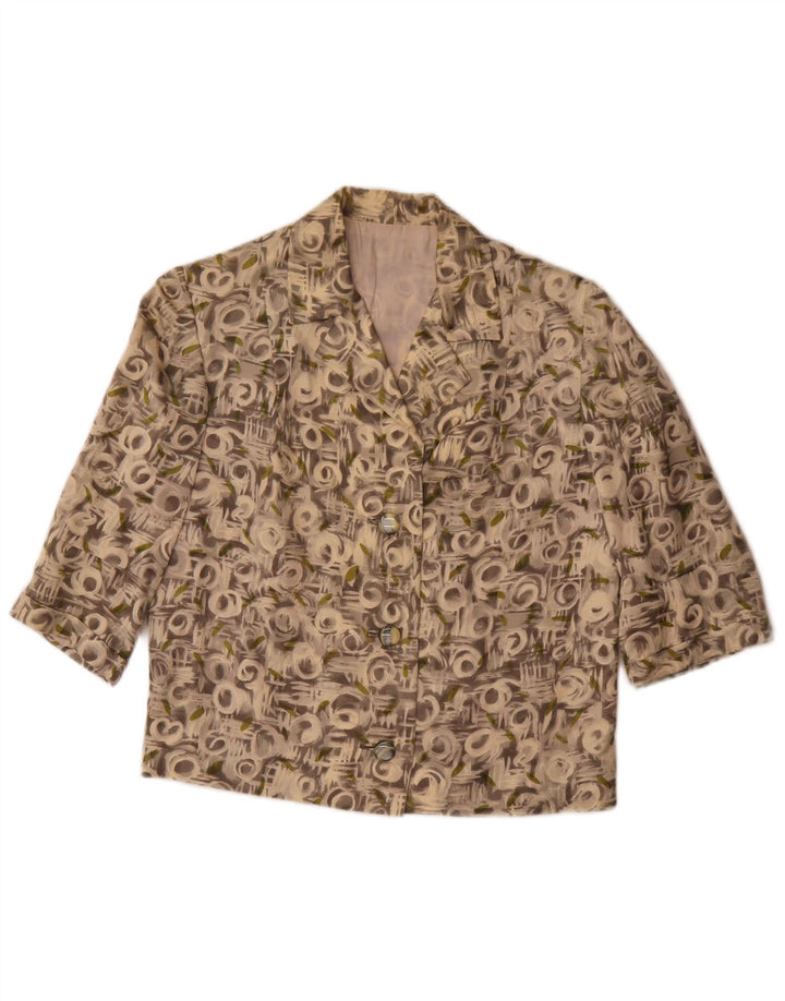 Vintage Damen-Set mit abstraktem Muster, 3/4-Ärmel, 2-teiliges Set, UK 12, Mittelgrau