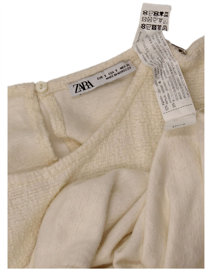 Zara Damen Etuikleid UK 8 Small Weiße Baumwolle