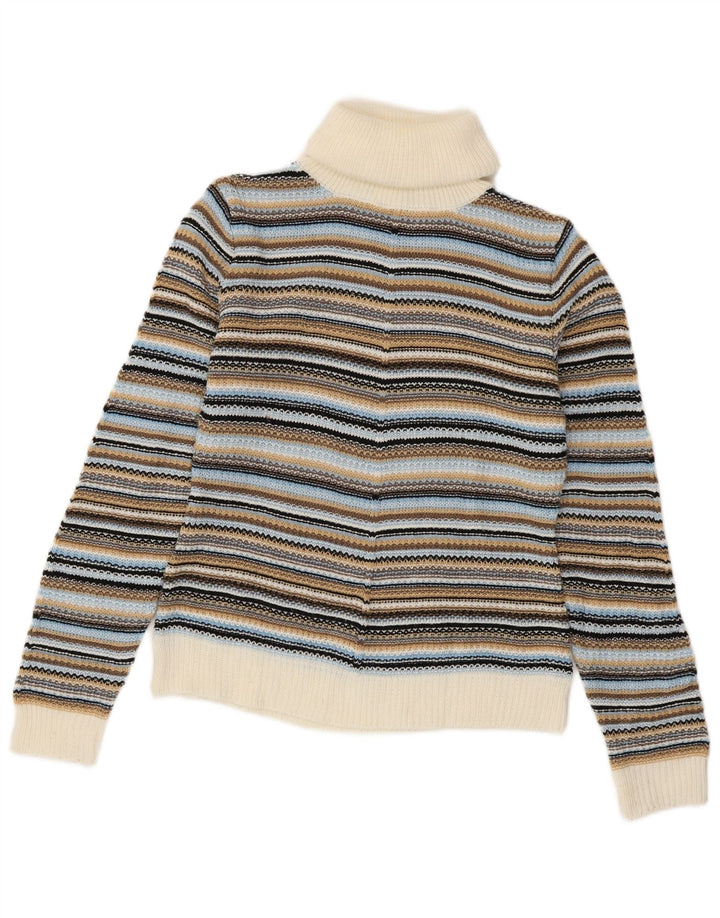 VINTAGE Damen Rollkragenpullover Pullover UK 10/12 Klein Mehrfarbig