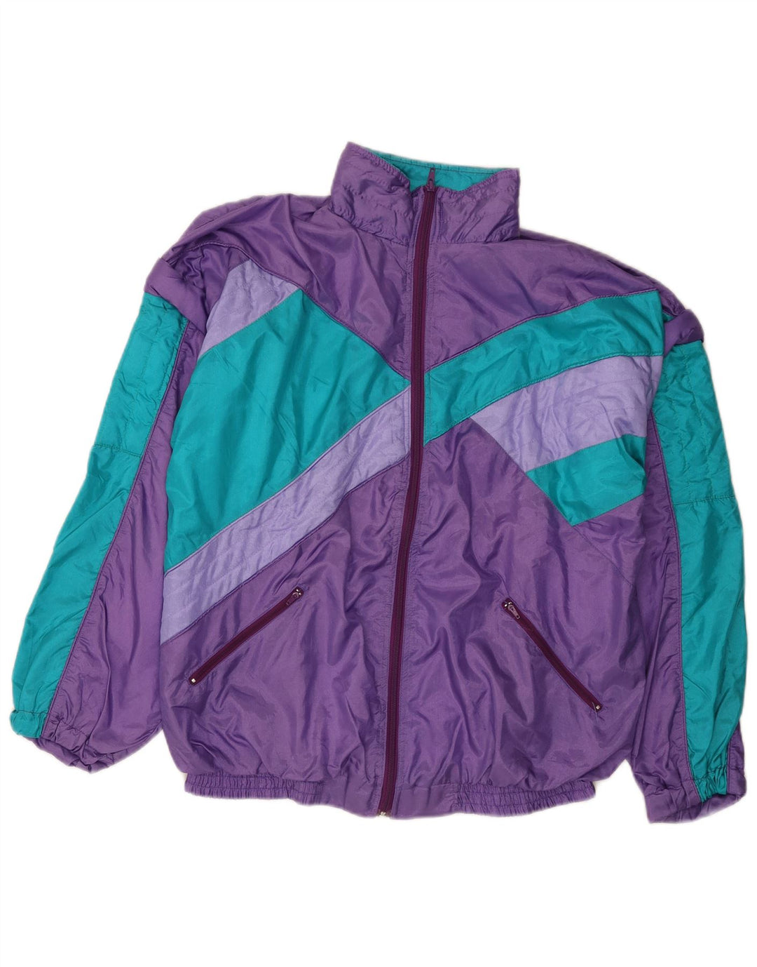 Vintage Damen-Trainingsanzug, UK 14, mittellila, Farbblock