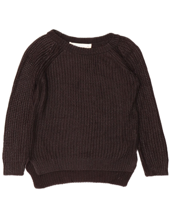 Zara Damen-Pullover mit U-Boot-Ausschnitt, UK 12, mittelschwarz geflecktes Acryl