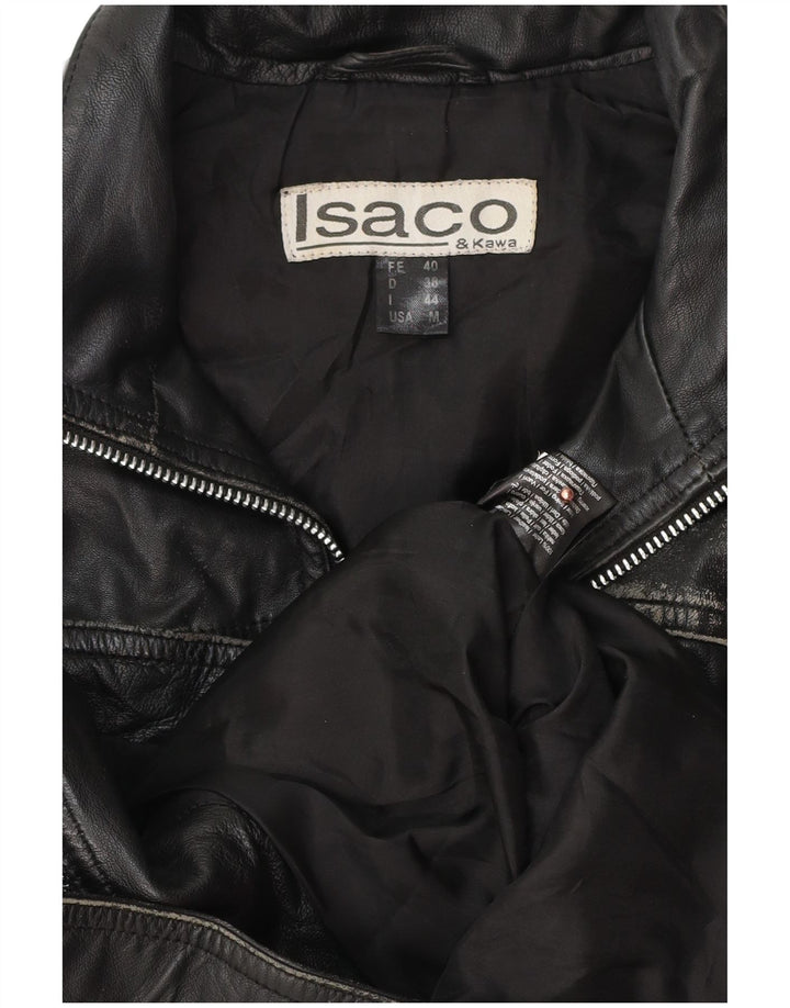 Isaco & Kawa Damen Biker-Lederjacke IT 44 Mittelschwarzes Leder