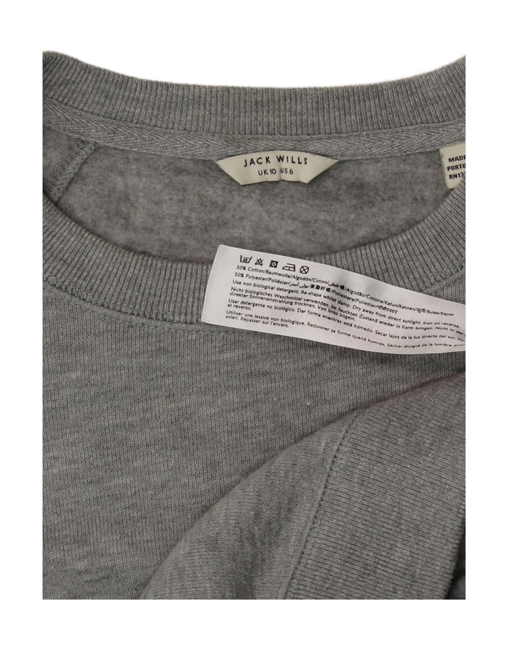 Jack Wills Damen-Sweatshirt-Pullover, UK-Gr. 10, Größe S, Grau, Baumwolle
