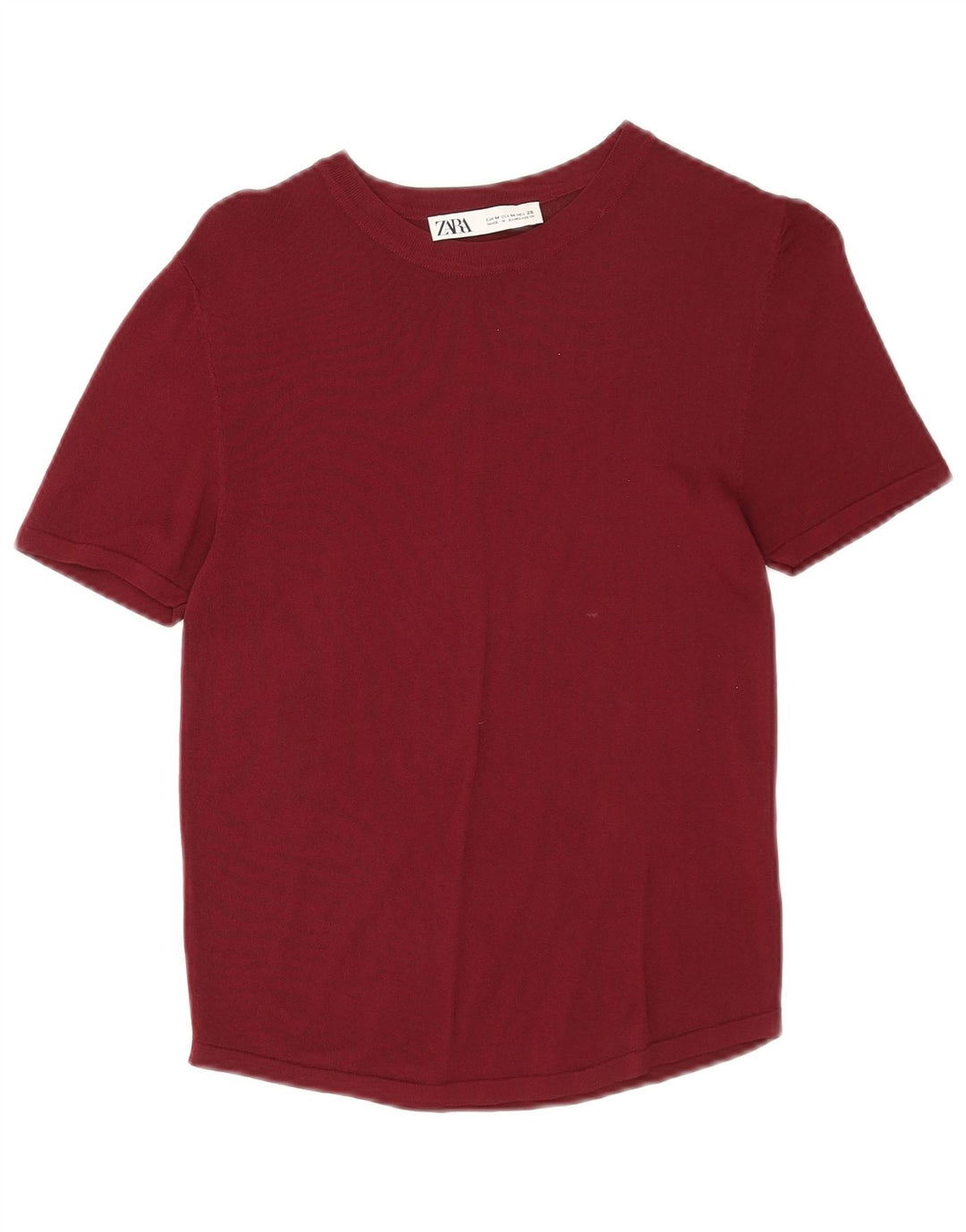 Zara Damen T-Shirt Top UK 12 Medium Burgund Viskose