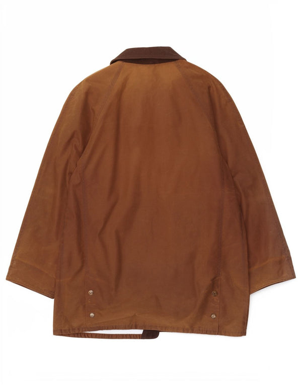 Michael Mortell Herrenjacke aus gewachster Baumwolle, UK 40, große braune Baumwolle