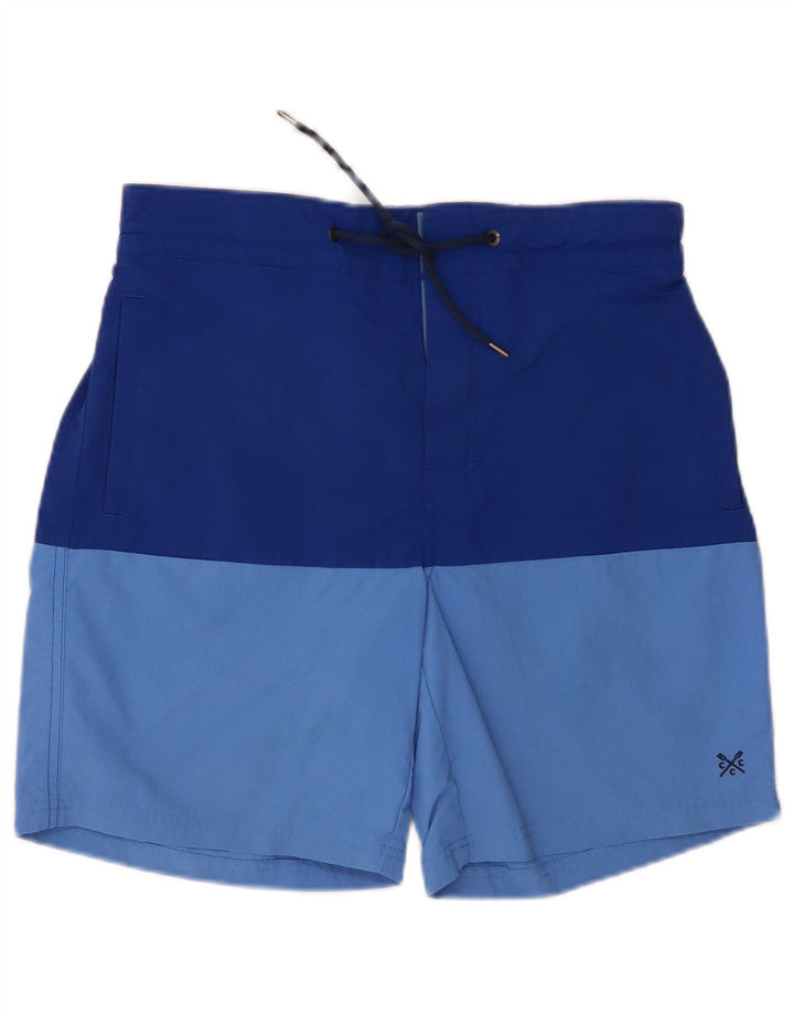 Crew Clothing Herren-Badeshorts, klein, blaues Colourblock-Nylon