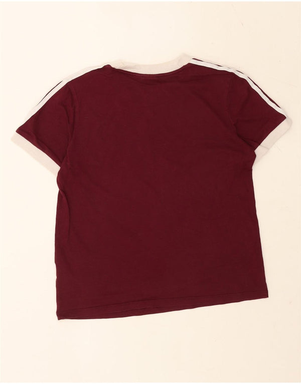 Adidas Damen T-Shirt Top UK 12 Medium Burgund Baumwolle