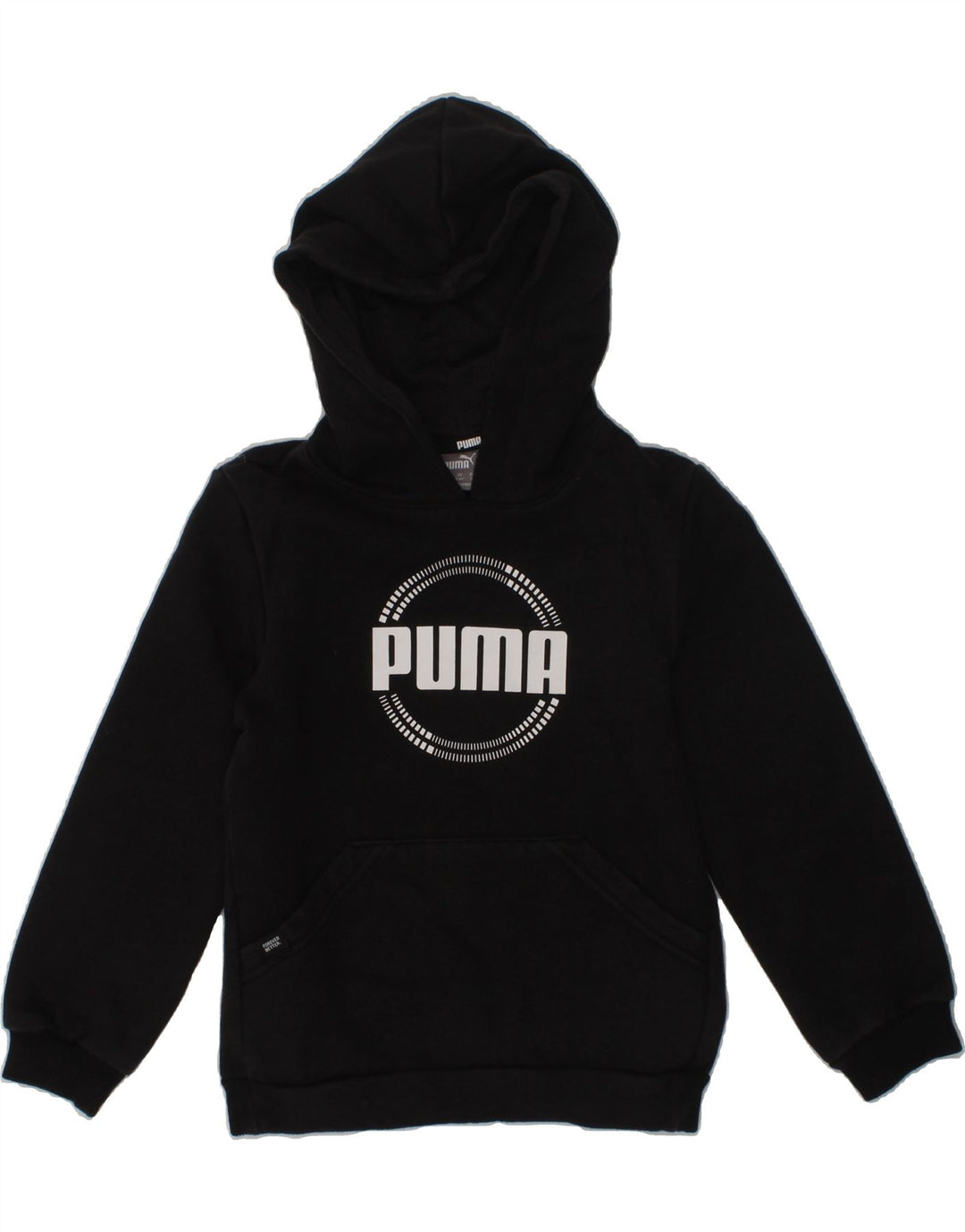 PUMA Boys Graphic Hoodie Jumper 5-6 Years Black Cotton | Vintage Puma | Thrift | Second-Hand Puma | Used Clothing | Messina Hembry 
