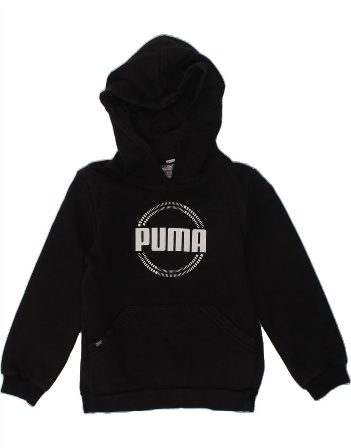 PUMA Boys Graphic Hoodie Jumper 5-6 Years Black Cotton | Vintage Puma | Thrift | Second-Hand Puma | Used Clothing | Messina Hembry 