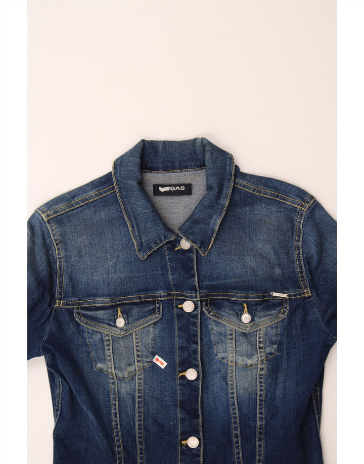 GAS Womens Denim Jacket UK 12 Medium Navy Blue Vintage Gas and Second-Hand Gas from Messina Hembry 