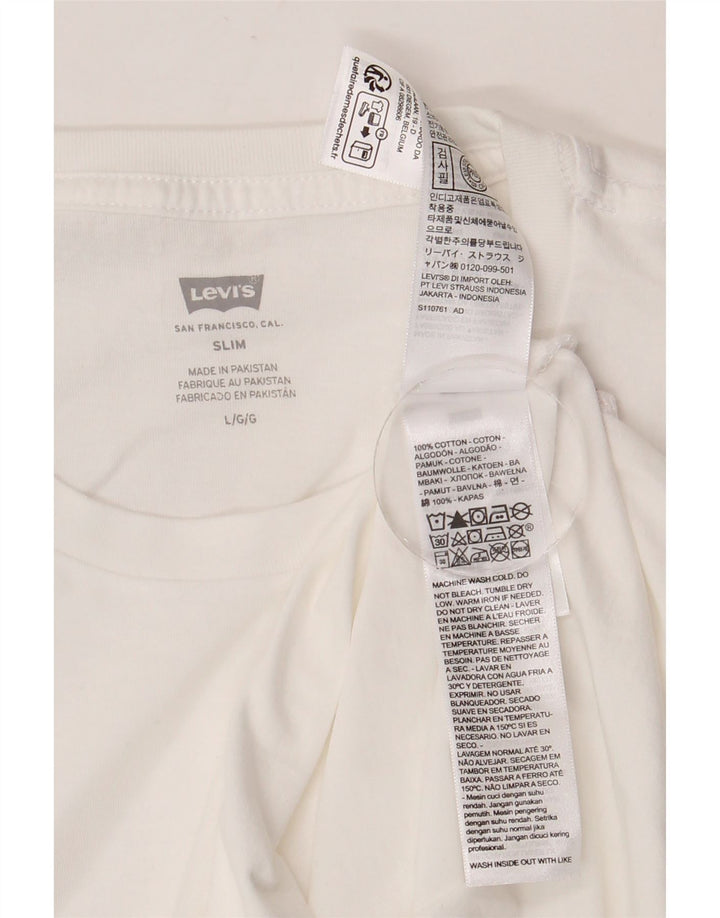 Levi's Herren Slim T-Shirt Top Large Weiß Baumwolle
