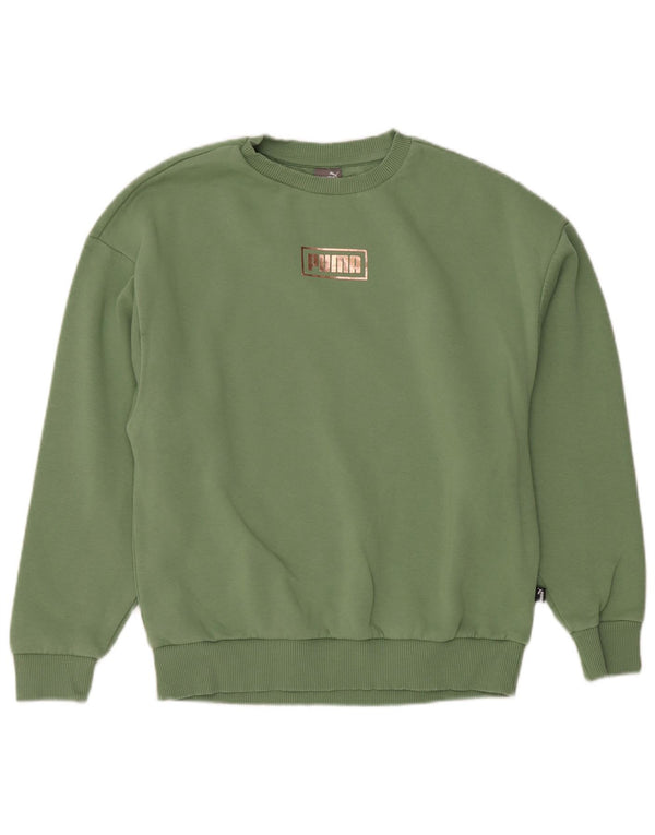 Puma Womens Graphic Sweatshirt Pullover UK 10 Small Grüne Baumwolle