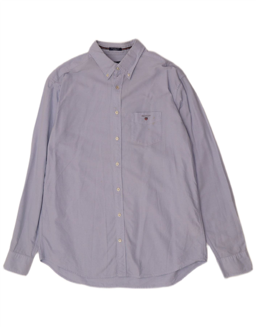 Gant Herren-Hemd mit normaler Passform, Größe 17 1/2 XL, blaue Baumwolle