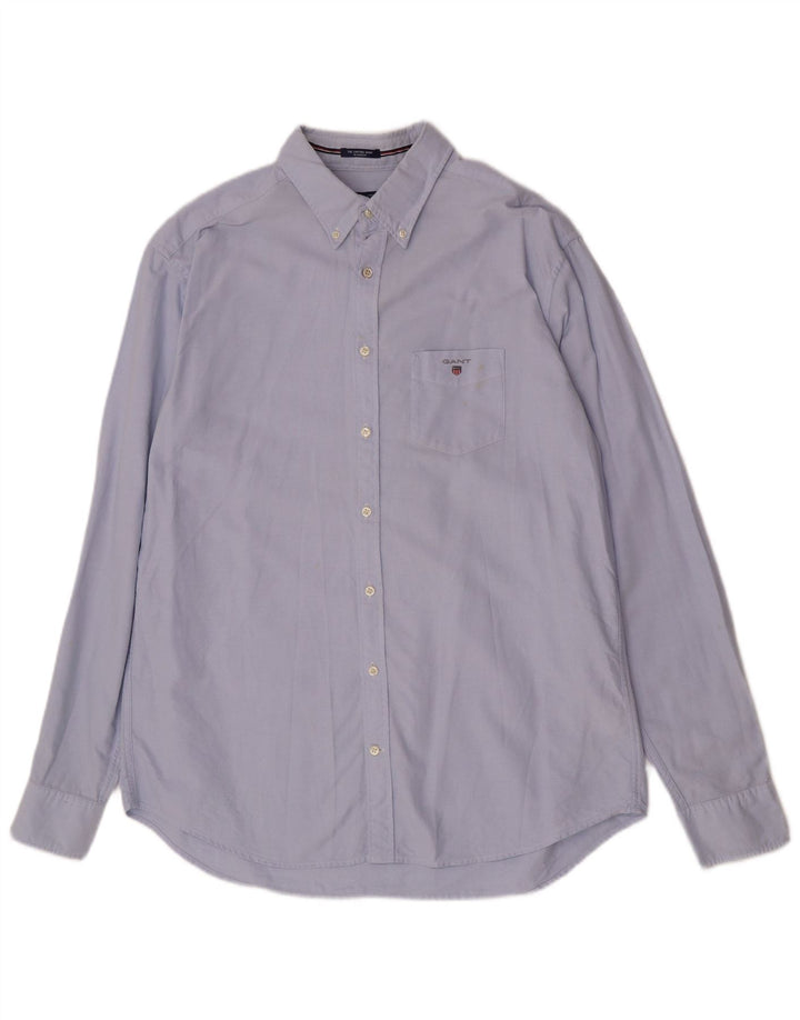 Gant Herren-Hemd mit normaler Passform, Größe 17 1/2 XL, blaue Baumwolle