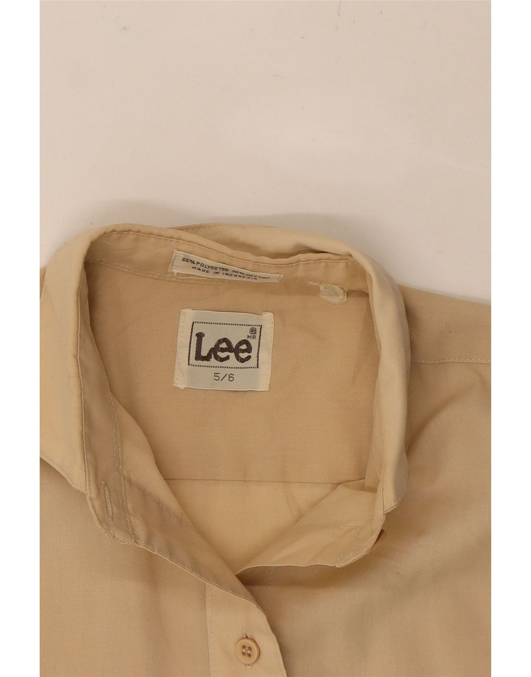 LEE Womens Short Sleeve Shirt US 5/6 Medium Beige Cotton Vintage Lee and Second-Hand Lee from Messina Hembry 