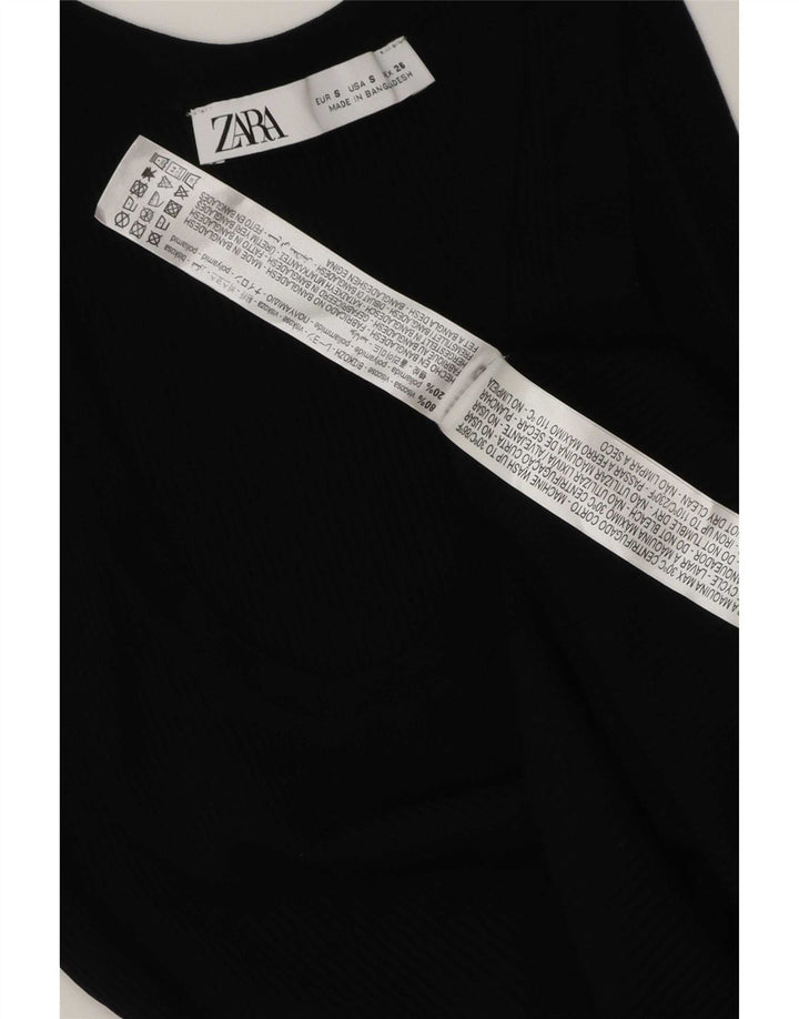 Zara Damen Weste Top UK 8 Small Schwarz Polyester