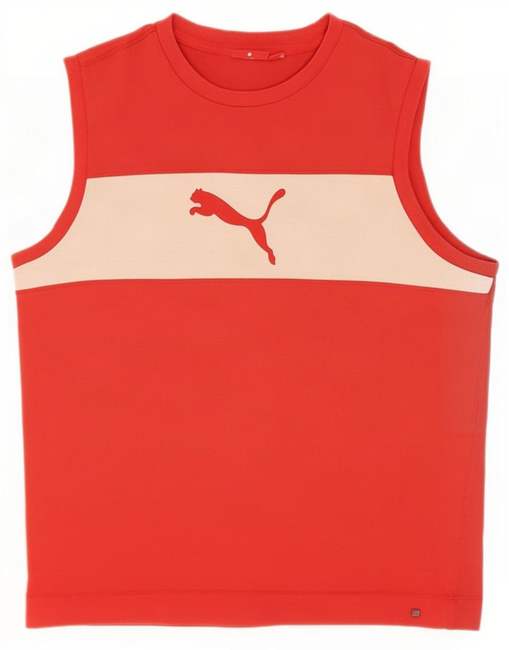 Puma Herren Grafik-Trägershirt, groß, rot, Farbblock