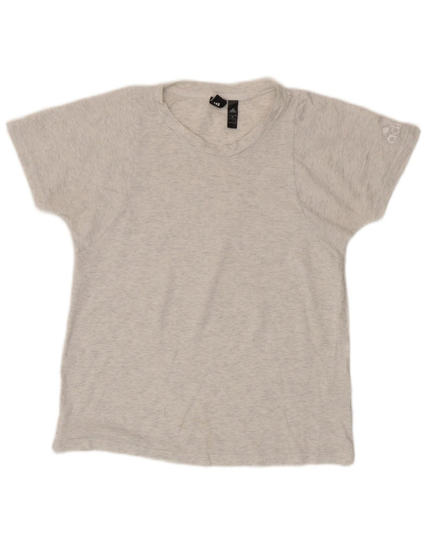 Adidas Damen T-Shirt Top UK 12 Mittelgraue Baumwolle