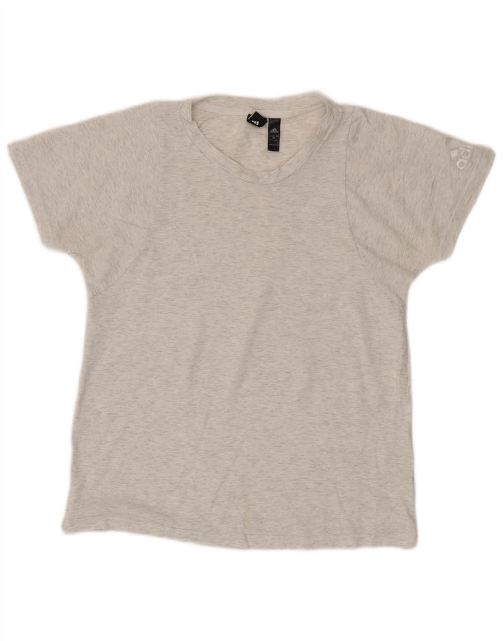 Adidas Damen T-Shirt Top UK 12 Mittelgraue Baumwolle